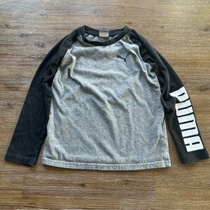 3/20$ Puma Kids Grey and Black Long Sleeve Tee size 6